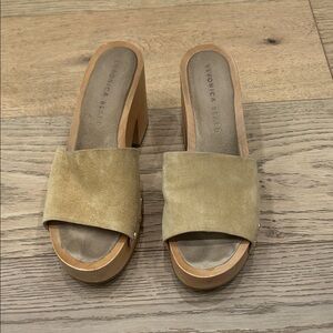 Veronica Beard Beige Suede Mules
